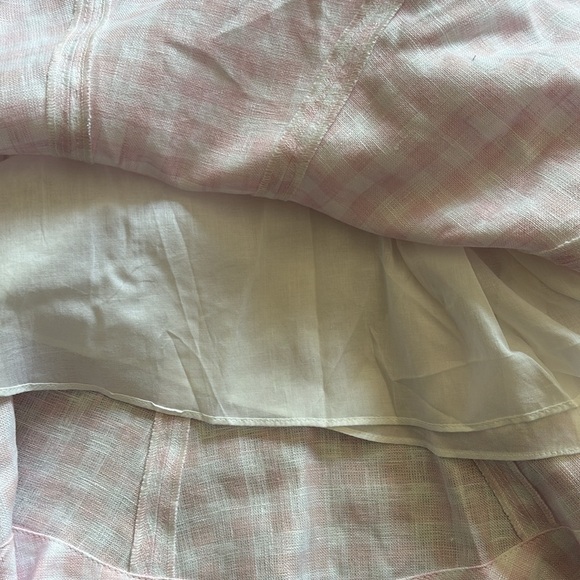 NEW LoveShackFancy Shai Linen Gingham Mini Dress Pink | US 2 UK 6 - Picture 14 of 15